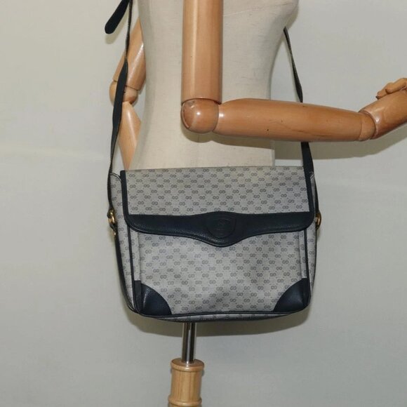 GUCCI Micro GG Supreme Shoulder Bag PVC Navy Gold 001 116 0844 Auth ep10595 - Picture 1 of 16